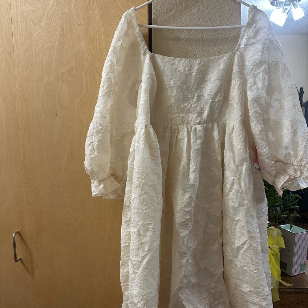 Arula Cream Floral Textured Dress